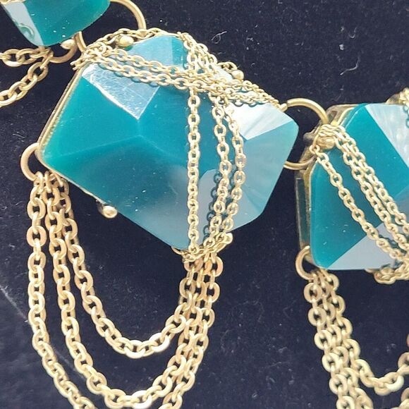 Vintage Pirate Drippy Teal Chain Necklace 22.5in - Picture 1 of 4